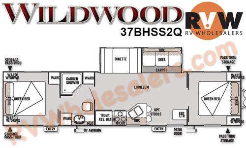 Click here to see the New 2015 Wildwood 37BHSS2Q Travel Trailer by Forest River at RVNation.us