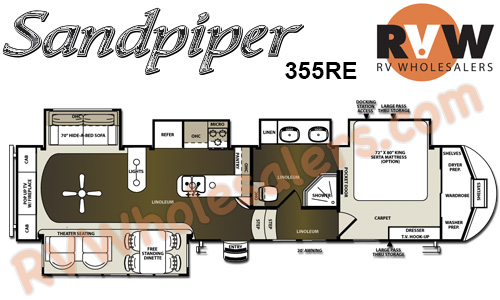 Click here to see the New 2015 Sandpiper 355RE Fifth Wheel by Forest River at RVNation.us