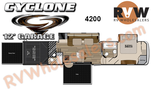 Click here to see the New 2015 Cyclone 4200 Toy Hauler Fifth Wheel by Heartland RV at RVNation.us