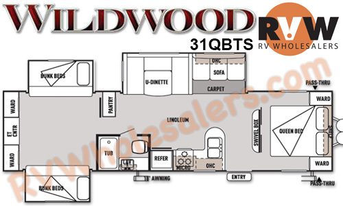 Click here to see the New 2015 Wildwood 31QBTS Travel Trailer by Forest River at RVNation.us