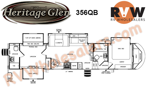 Click here to see the New 2015 Heritage Glen 356QB Fifth Wheel by Forest River at RVNation.us