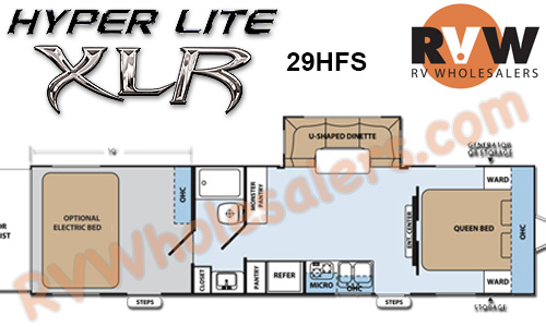 Click here to see the New 2015 XLR Hyper Lite 29HFS Toy Hauler Travel Trailer by Forest River at RVNation.us