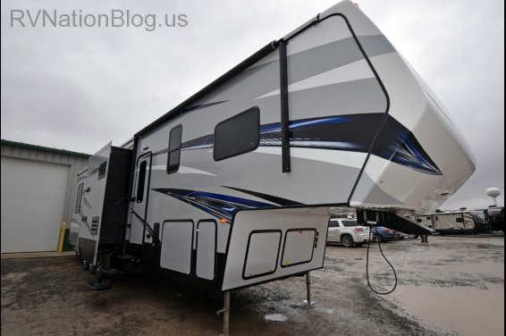 Click here to see the New 2015 Carbon 377 Toy Hauler Fifth Wheel by Keystone RV at RVNation.us