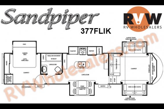 Click here to see the New 2015 Sandpiper 377FLIK Fifth Wheel by Forest River at RVNation.us