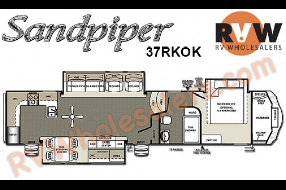 Click here to see the New 2015 Sandpiper 37RKOK Fifth Wheel by Forest River at RVNation.us