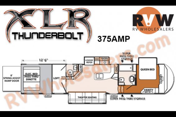 Click here to see the New 2015 XLR Thunderbolt 375AMP Toy Hauler Fifth Wheel by Forest River at RVNation.us