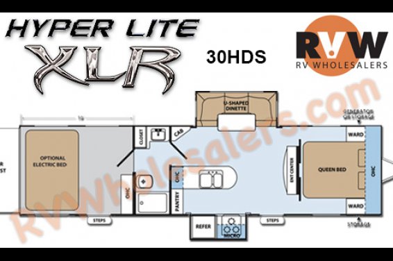 Click here to see the New 2015 XLR Hyper Lite 30HDS Toy Hauler Travel Trailer by Forest River at RVNation.us