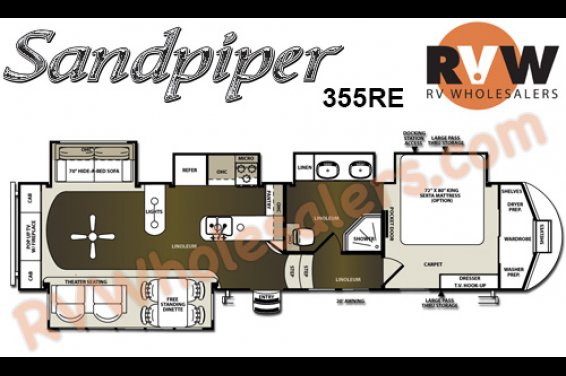 Click here to see the New 2015 Sandpiper 355RE Fifth Wheel by Forest River at RVNation.us