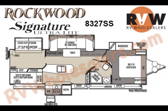 Click here to see the New 2015 Rockwood Signature Ultra Lite 8327SS Travel Trailer by Forest River at RVNation.us