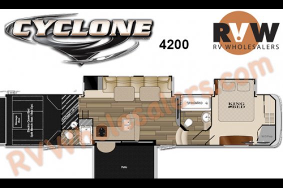 Click here to see the New 2015 Cyclone 4200 Toy Hauler Fifth Wheel by Heartland RV at RVNation.us