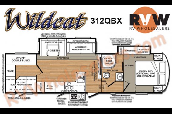 Click here to see the New 2016 Wildcat Extralite 312QBX Fifth Wheel by Forest River at RVNation.us