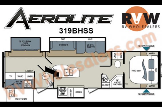 Click here to see the New 2016 Aerolite 319BHSS Travel Trailer by Dutchmen at RVNation.us