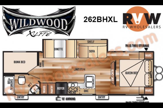 Click here to see the New 2016 Wildwood XLite 262BHXL Travel Trailer by Forest River at RVNation.us