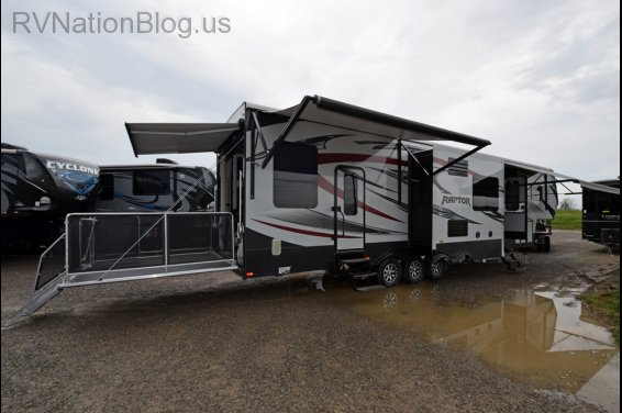 Click here to see the New 2015 Raptor 412TS Toy Hauler Fifth Wheel by Keystone RV at RVNation.us
