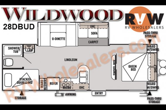 Click here to see the New 2016 Wildwood 28DBUD Travel Trailer by Forest River at RVNation.us