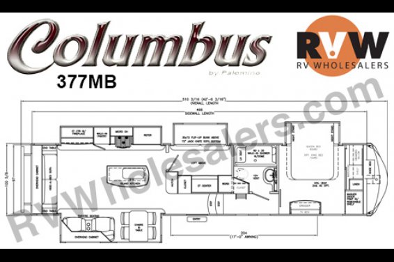 Click here to see the New 2016 Columbus 377MB Fifth Wheel by Palomino at RVNation.us