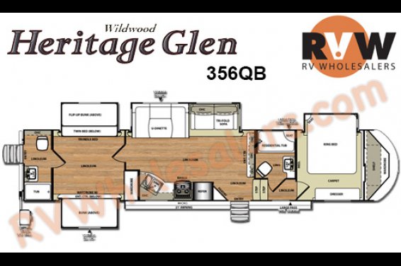 Click here to see the New 2016 Heritage Glen 356QB Fifth Wheel by Forest River at RVNation.us