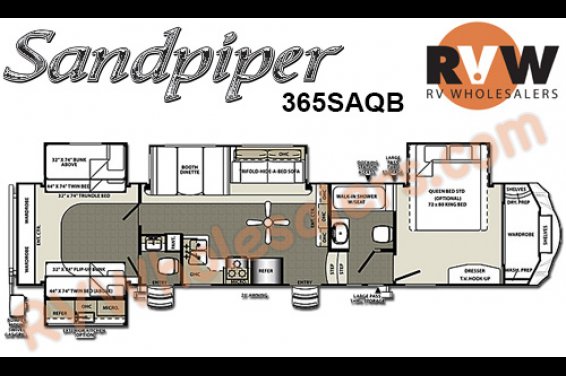Click here to see the New 2016 Sandpiper 365SAQB Fifth Wheel by Forest River at RVNation.us