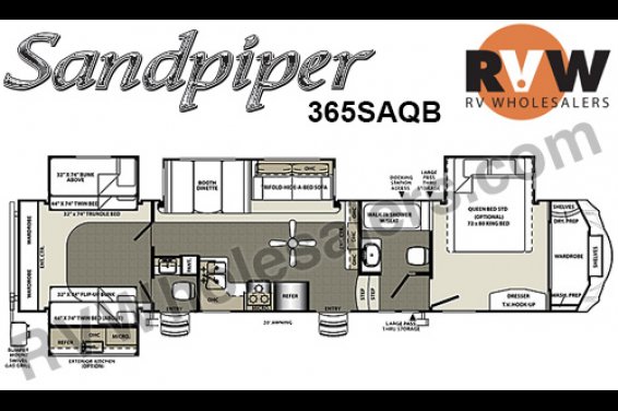 Click here to see the New 2016 Sandpiper 365SAQB Fifth Wheel by Forest River at RVNation.us