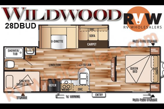 Click here to see the New 2016 Wildwood 28DBUD Travel Trailer by Forest River at RVNation.us