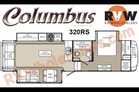 Click here to see the New 2016 Columbus 320RS Fifth Wheel by Palomino at RVNation.us