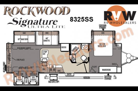 Click here to see the New 2015 Rockwood Signature Ultra Lite 8325SS Travel Trailer by Forest River at RVNation.us