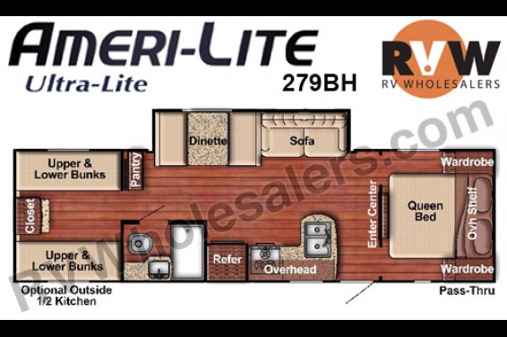 Click here to see the New 2016 AmeriLite 279BH Travel Trailer by Gulf Stream at RVNation.us