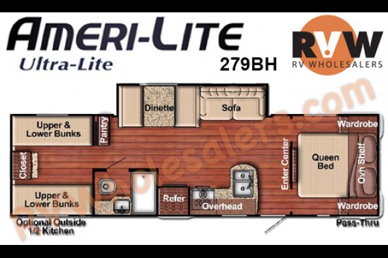 Click here to see the New 2016 AmeriLite 279BH Travel Trailer by Gulf Stream at RVNation.us