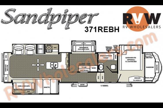 Click here to see the New 2016 Sandpiper 371REBH Fifth Wheel by Forest River at RVNation.us