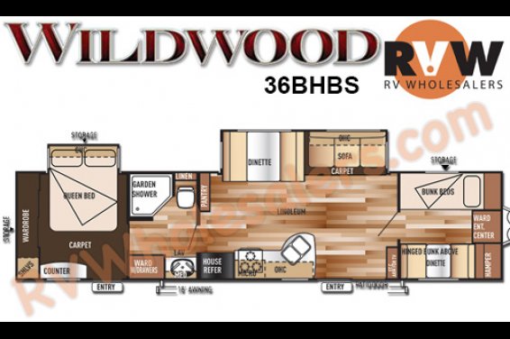 Click here to see the New 2016 Wildwood 36BHBS Travel Trailer by Forest River at RVNation.us