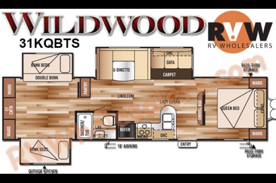 Click here to see the New 2016 Wildwood 31KQBTS Travel Trailer by Forest River at RVNation.us