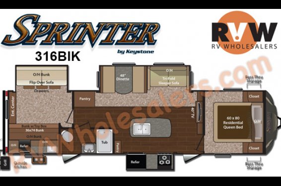 Click here to see the New 2016 Sprinter 316BIK Travel Trailer by Keystone RV at RVNation.us