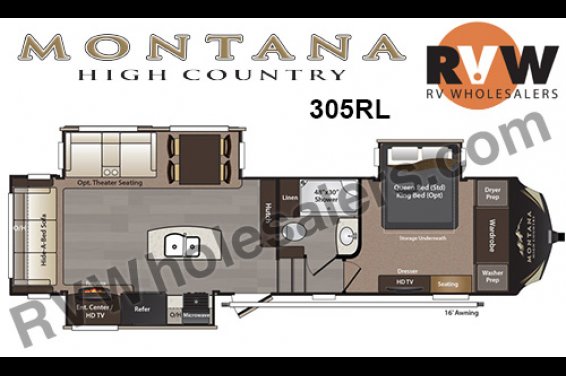 Click here to see the New 2016 Montana High Country 305RL Fifth Wheel by Keystone RV at RVNation.us