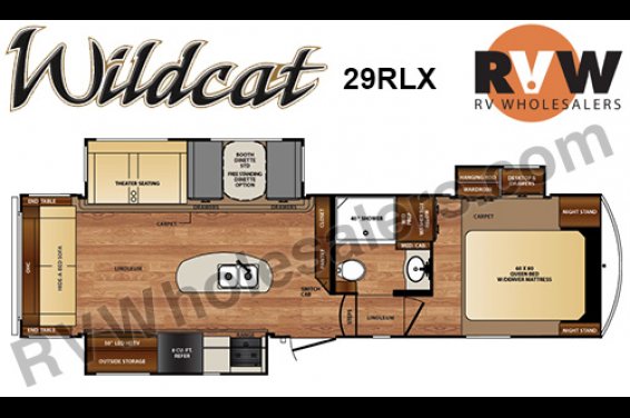 Click here to see the New 2016 Wildcat 29RLX Fifth Wheel by Forest River at RVNation.us