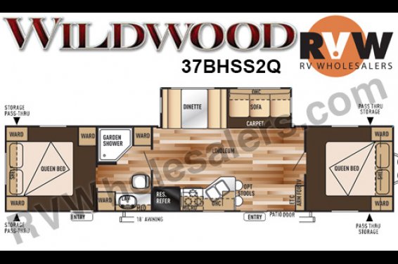 Click here to see the New 2016 Wildwood 37BHSS2Q Travel Trailer by Forest River at RVNation.us