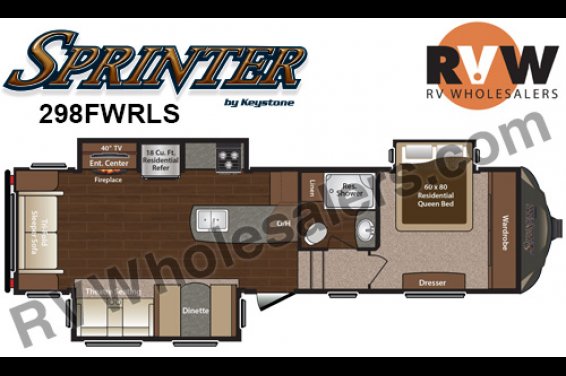 Click here to see the New 2016 Sprinter 298FWRLS Fifth Wheel by Keystone RV at RVNation.us