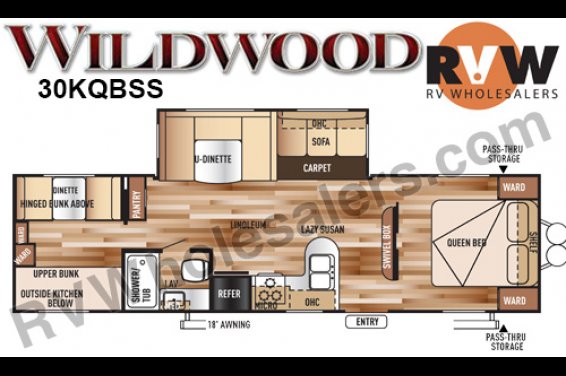 Click here to see the New 2016 Wildwood 30QBSS Travel Trailer by Forest River at RVNation.us