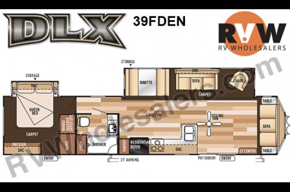 Click here to see the New 2016 Wildwood DLX 39FDEN Travel Trailer by Forest River at RVNation.us