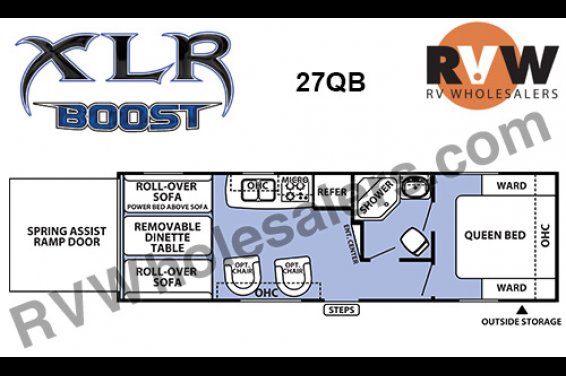 Click here to see the New 2016 XLR Boost 27QB Toy Hauler Travel Trailer by Forest River at RVNation.us