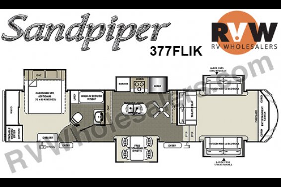 Click here to see the New 2016 Sandpiper 377FLIK Fifth Wheel by Forest River at RVNation.us