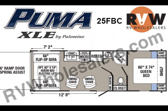 Click here to see the New 2016 Puma XLE 25FBC Toy Hauler Travel Trailer by Palomino at RVNation.us