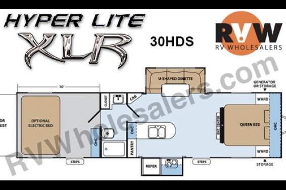 Click here to see the New 2016 XLR Hyper Lite 30HDS Toy Hauler Travel Trailer by Forest River at RVNation.us