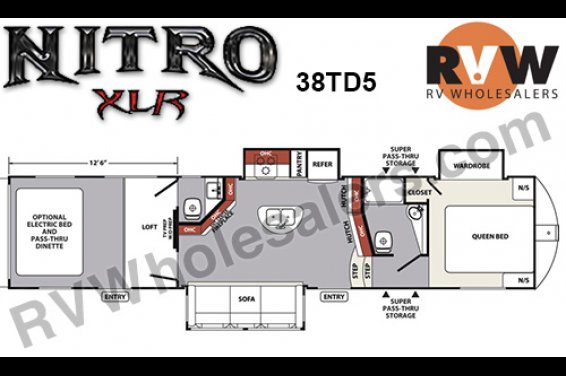 Click here to see the New 2016 XLR Nitro 38TD5 Toy Hauler Fifth Wheel by Forest River at RVNation.us