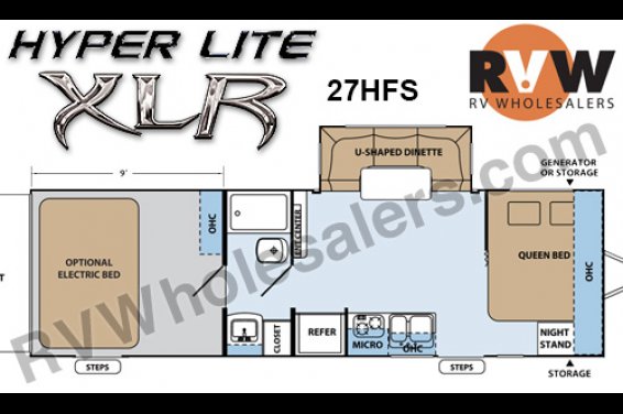 Click here to see the New 2016 XLR Hyper Lite 27HFS Toy Hauler Travel Trailer by Forest River at RVNation.us