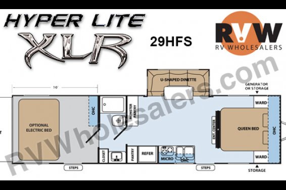 Click here to see the New 2016 XLR Hyper Lite 29HFS Toy Hauler Travel Trailer by Forest River at RVNation.us