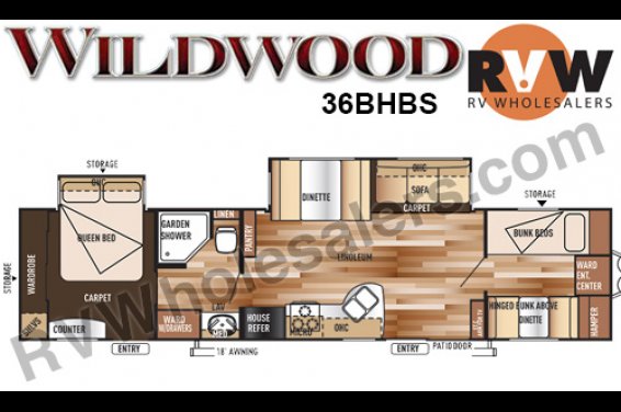 Click here to see the New 2016 Wildwood 36BHBS Travel Trailer by Forest River at RVNation.us