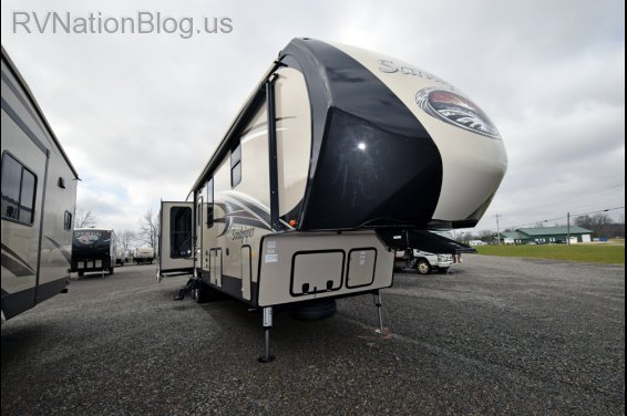 Click here to see the New 2016 Sandpiper 378FB Fifth Wheel by Forest River at RVNation.us