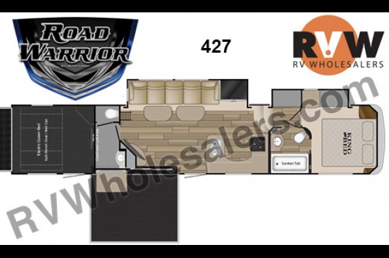 Click here to see the New 2016 Road Warrior 427 Toy Hauler Fifth Wheel by Heartland RV at RVNation.us