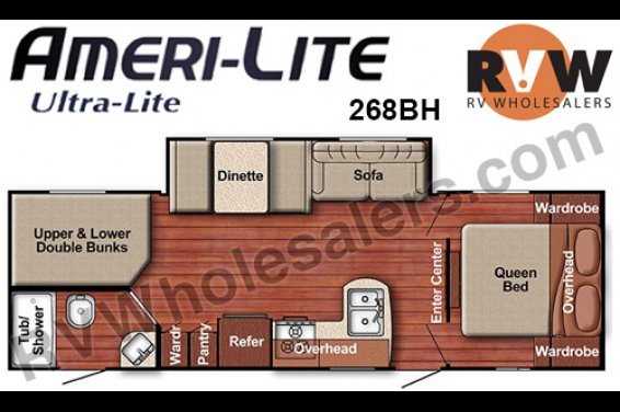 Click here to see the New 2016 Amerilite 268BH Travel Trailer by Gulf Stream at RVNation.us