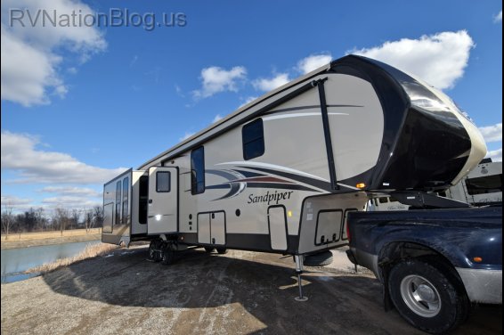 Click here to see the New 2016 Sandpiper 378FB Fifth Wheel by Forest River at RVNation.us